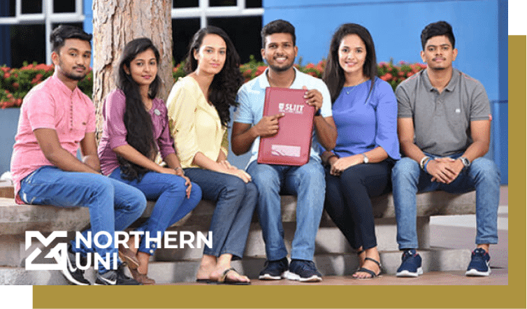 Group of Northern UNI students sitting outdoors on campus steps